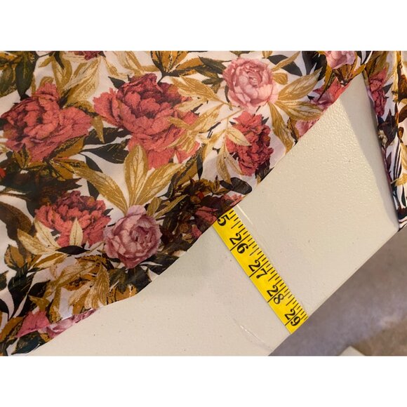 Floral Chiffon Dress or Long Blouse Crisscross Neckline & 3/4 Sleeves Size 0X XL - Picture 8 of 9
